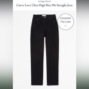 Abercrombie Curve Love Ultra High Rise 90s Straight Jean - Black - Size 35/20